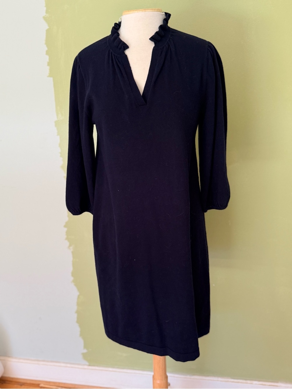 Tyler Boe Navy Sweater Ruffle-Neck Dress